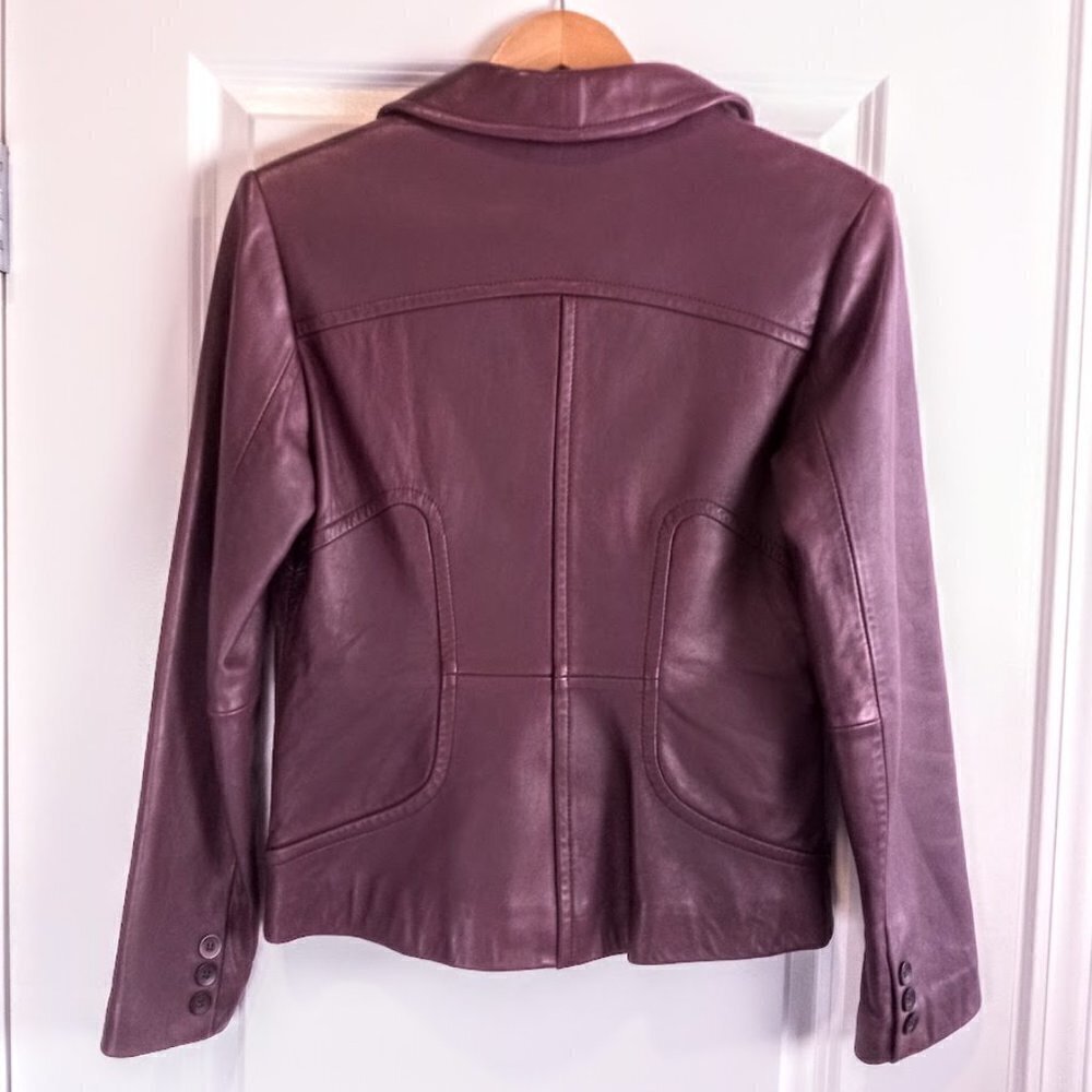 Bernardo Plum Lamb Leather Blazer - Picture 2 of 8